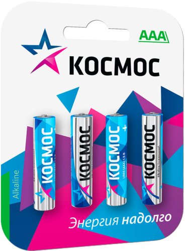 Элемент питания Космос LR03 BP-4 classic (блист.4 шт) AAA алкалиновая (батарейка) картинка 